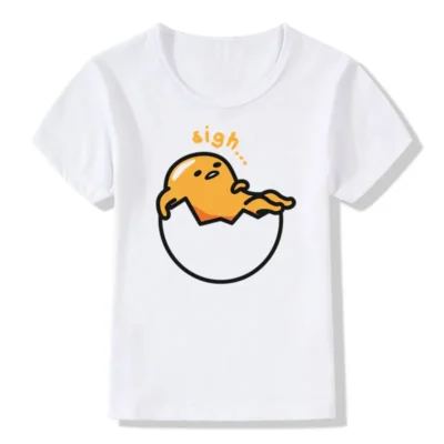 Boys and Girl Print Japan Anime Lazy Egg Gudetam Print T shirt Children Summer Short Sleeve 1 - Gudetama Store