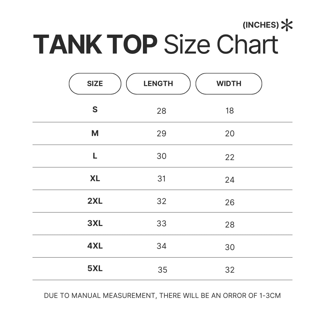 Tank Top Size Chart - Gudetama Store