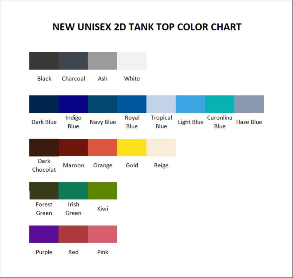 tank top color chart - Gudetama Store